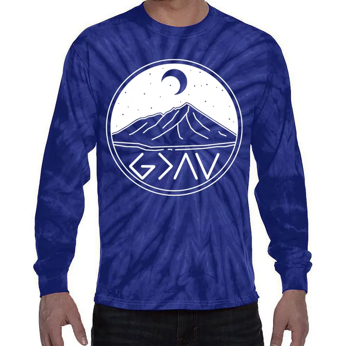 God Is Greater Than High And Lows Mountain Camping Tie-Dye Long Sleeve Shirt