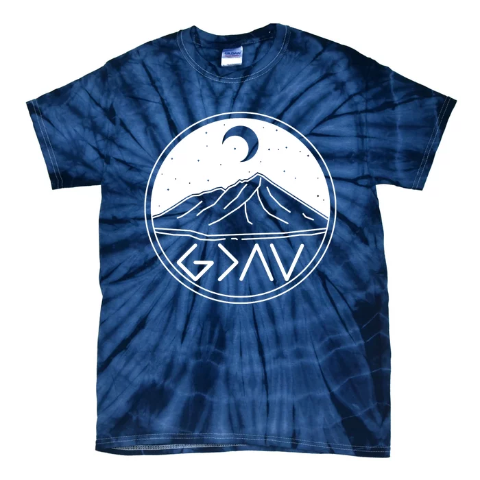 God Is Greater Than High And Lows Mountain Camping Tie-Dye T-Shirt