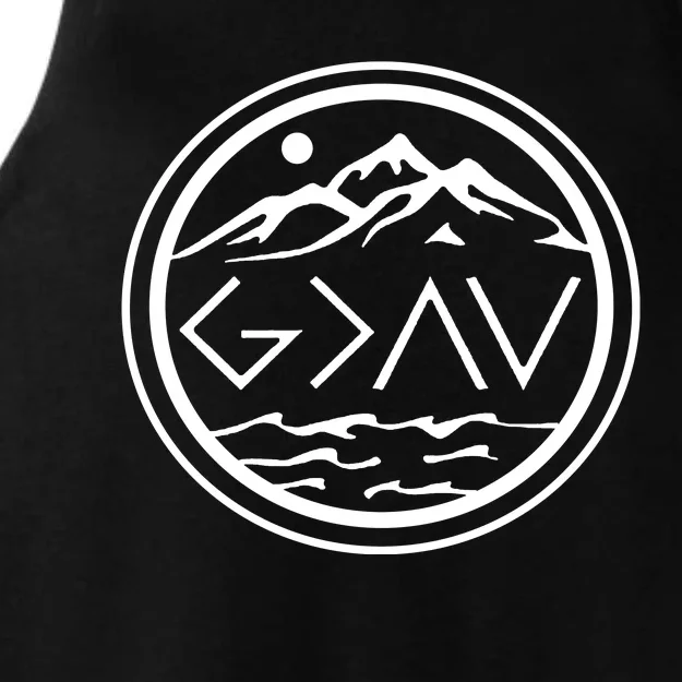 God Is Greater Than The High And Lows Graphic Inspirational Christian Mountain Ladies Tri-Blend Wicking Tank