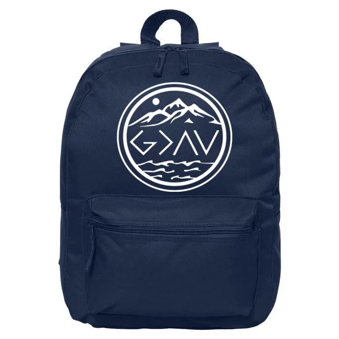 God Is Greater Than The High And Lows Graphic Inspirational Christian Mountain 16 in Basic Backpack