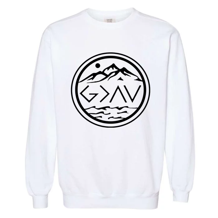 God Is Greater Than The High And Lows Graphic Inspirational Christian Mountain Garment-Dyed Sweatshirt