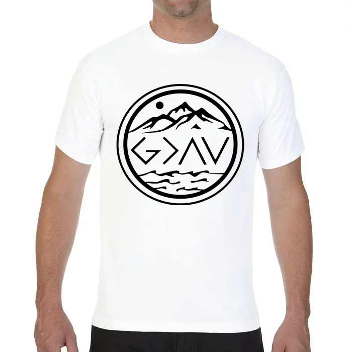 God Is Greater Than The High And Lows Graphic Inspirational Christian Mountain Comfort Colors T-Shirt