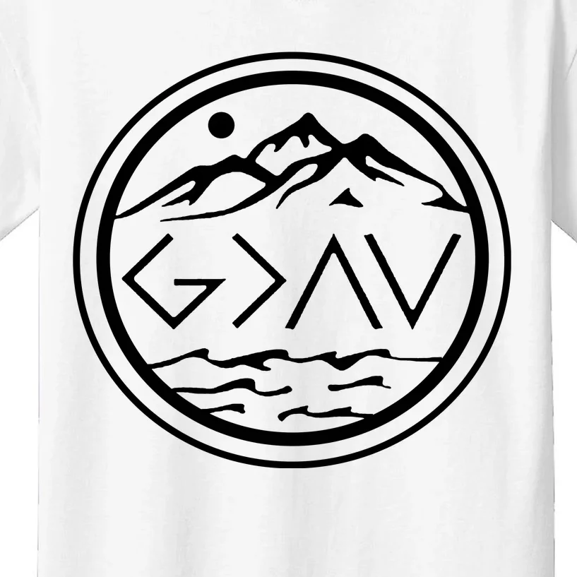 God Is Greater Than The High And Lows Graphic Inspirational Christian Mountain Kids T-Shirt