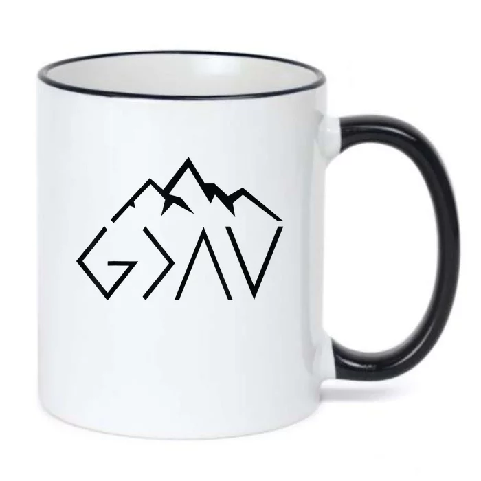 God Is Greater Than The Highs And Lows Minimalist Mountains Black Color Changing Mug