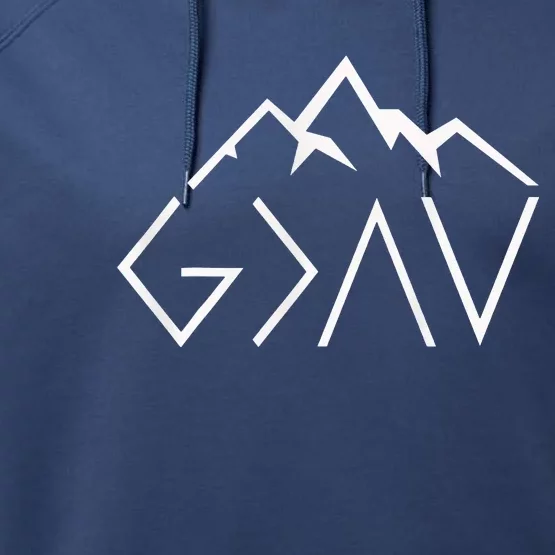 God Is Greater Than The Highs And Lows Minimalist Mountains Performance Fleece Hoodie