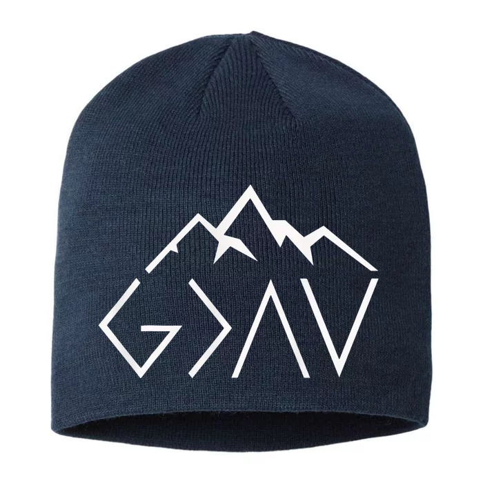 God Is Greater Than The Highs And Lows Minimalist Mountains 8 1/2in Sustainable Knit Beanie