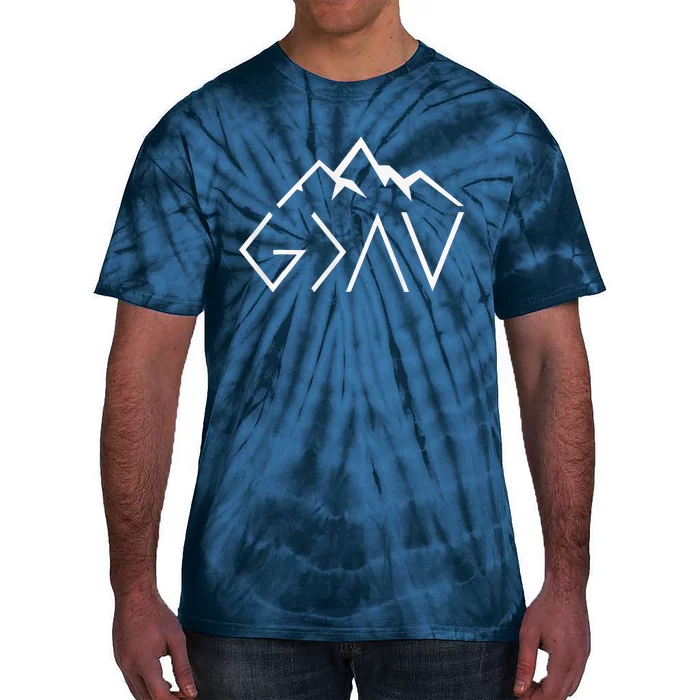 God Is Greater Than The Highs And Lows Minimalist Mountains Tie-Dye T-Shirt