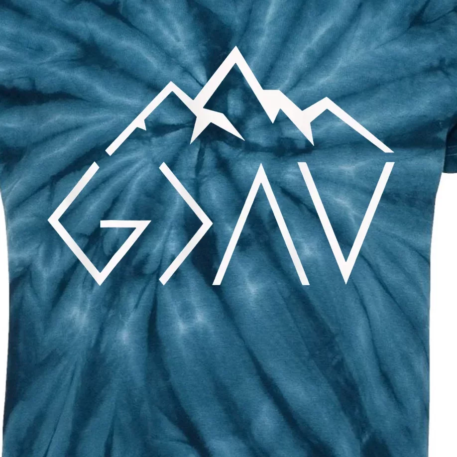 God Is Greater Than The Highs And Lows Minimalist Mountains Kids Tie-Dye T-Shirt