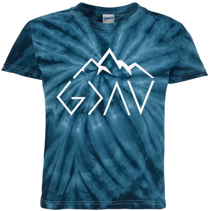 God Is Greater Than The Highs And Lows Minimalist Mountains Kids Tie-Dye T-Shirt