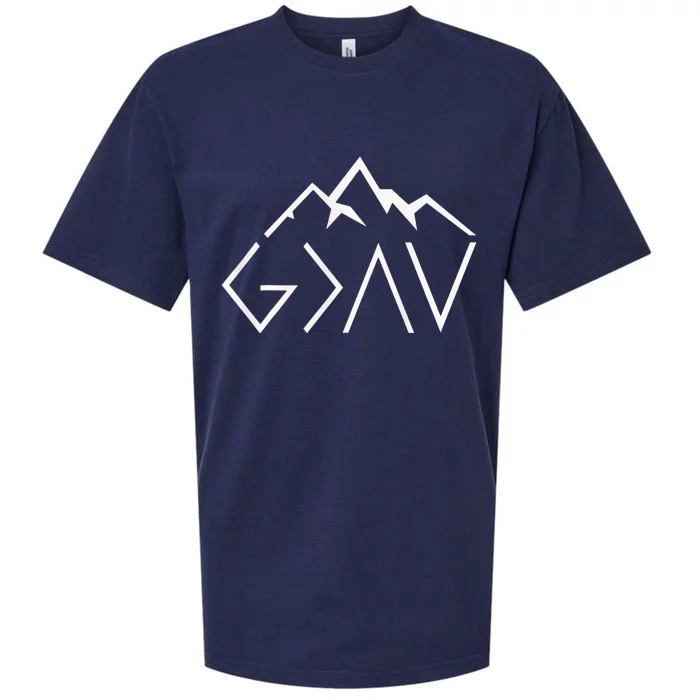 God Is Greater Than The Highs And Lows Minimalist Mountains Sueded Cloud Jersey T-Shirt