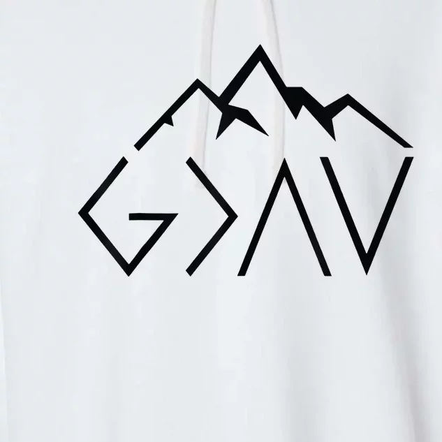 God Is Greater Than The Highs And Lows Minimalist Mountains Garment-Dyed Fleece Hoodie