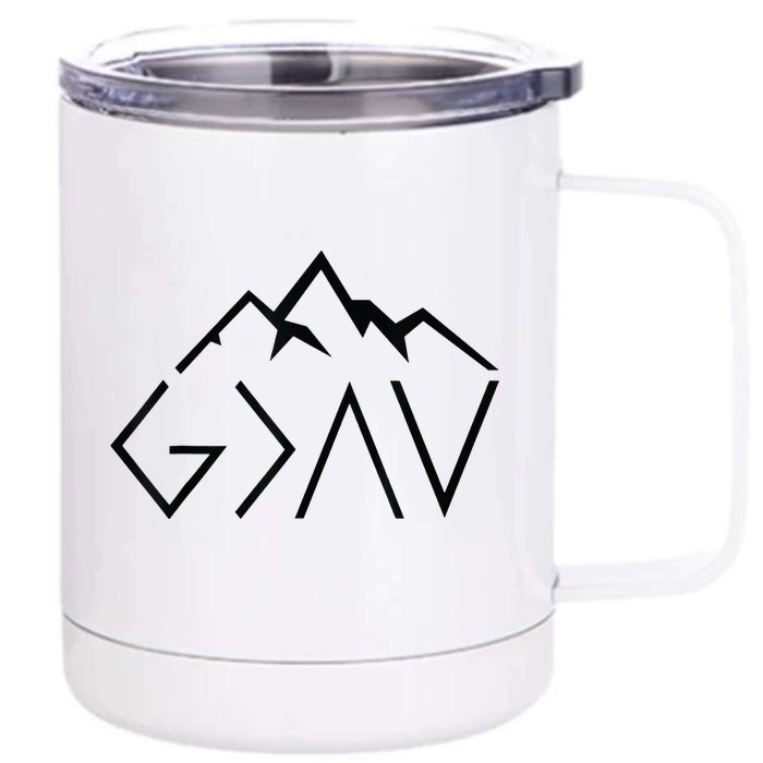 God Is Greater Than The Highs And Lows Minimalist Mountains Front & Back 12oz Stainless Steel Tumbler Cup