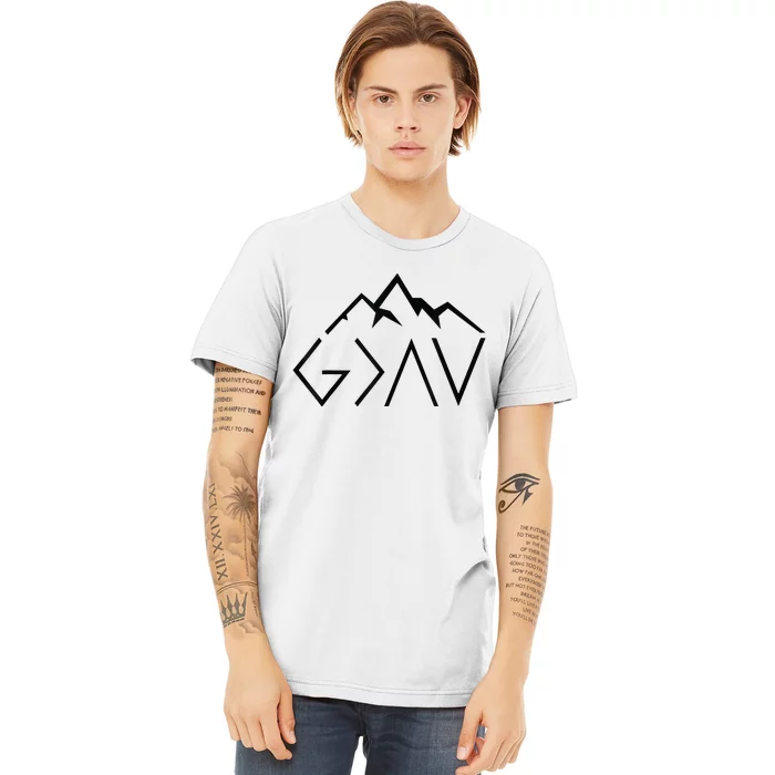 God Is Greater Than The Highs And Lows Minimalist Mountains Premium T-Shirt