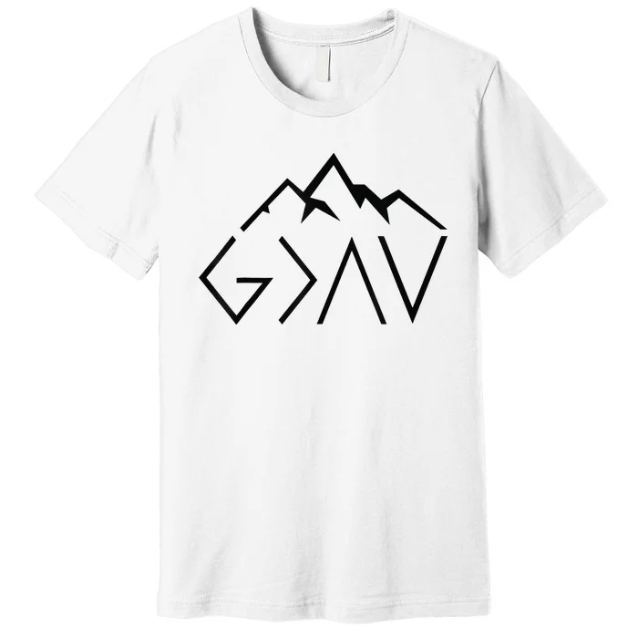 God Is Greater Than The Highs And Lows Minimalist Mountains Premium T-Shirt