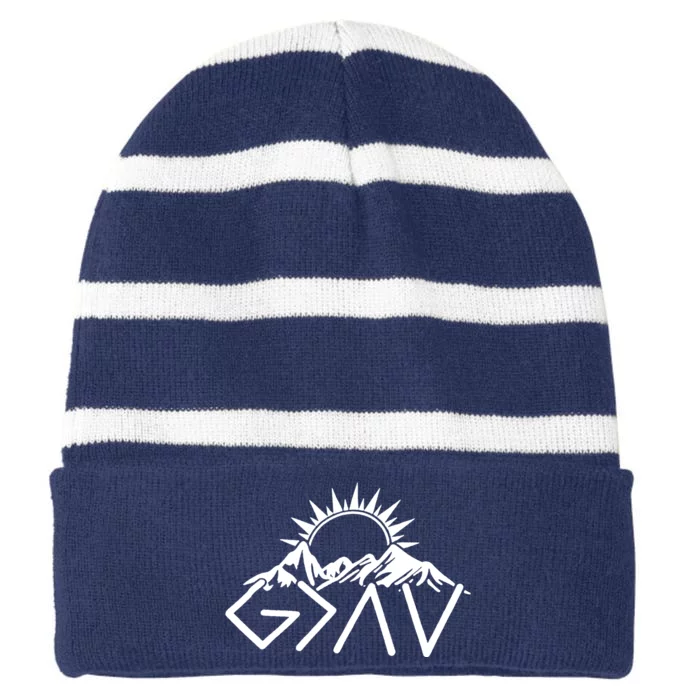 God Is Greater Than High And Lows Shirt Give God Country Music Cowboy Camp Striped Beanie with Solid Band