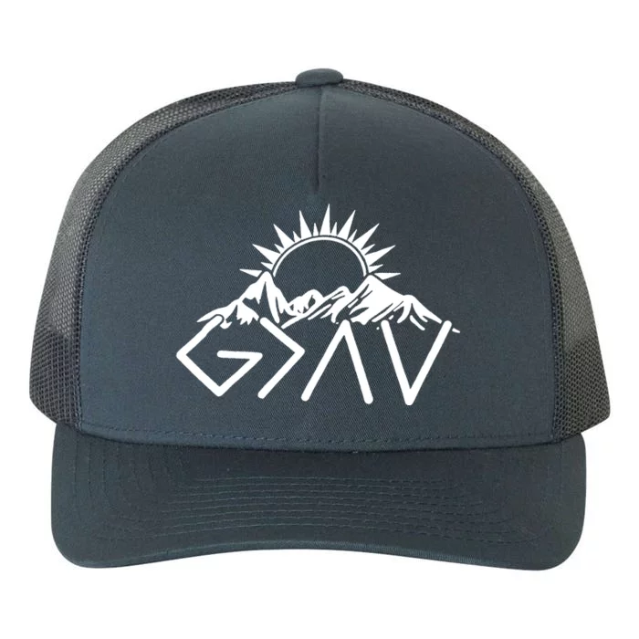 God Is Greater Than High And Lows Shirt Give God Country Music Cowboy Camp Yupoong Adult 5-Panel Trucker Hat