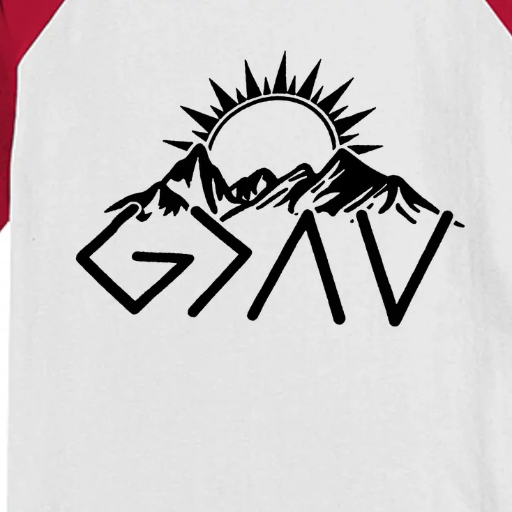 God Is Greater Than High And Lows Shirt Give God Country Music Cowboy Camp Kids Colorblock Raglan Jersey