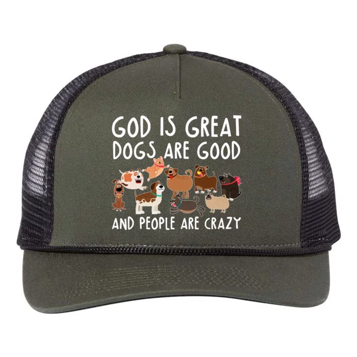 God Is Great Dogs Are Good And People Are Crazy Retro Rope Trucker Hat Cap