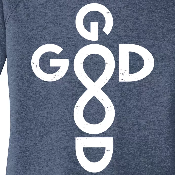 Good Is Good Cross Jesus Logo Women's Perfect Tri Tunic Long Sleeve Shirt