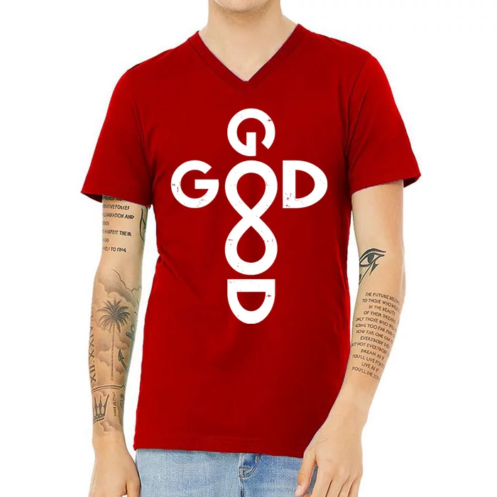 Good Is Good Cross Jesus Logo V-Neck T-Shirt