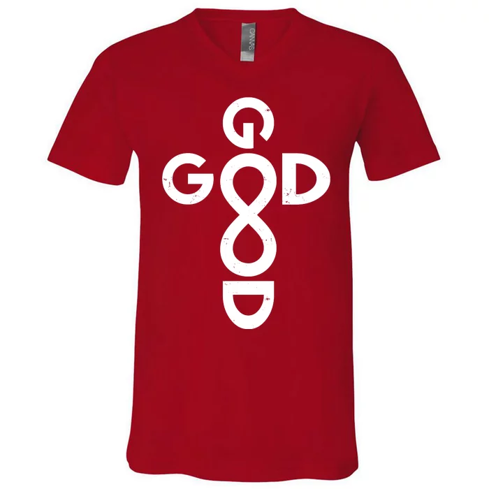 Good Is Good Cross Jesus Logo V-Neck T-Shirt