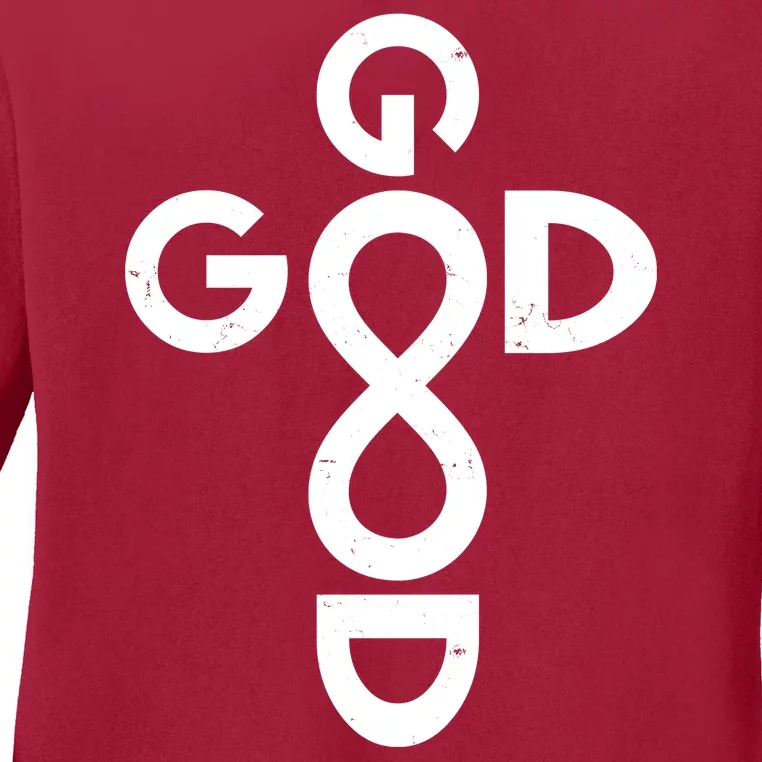 Good Is Good Cross Jesus Logo Ladies Long Sleeve Shirt