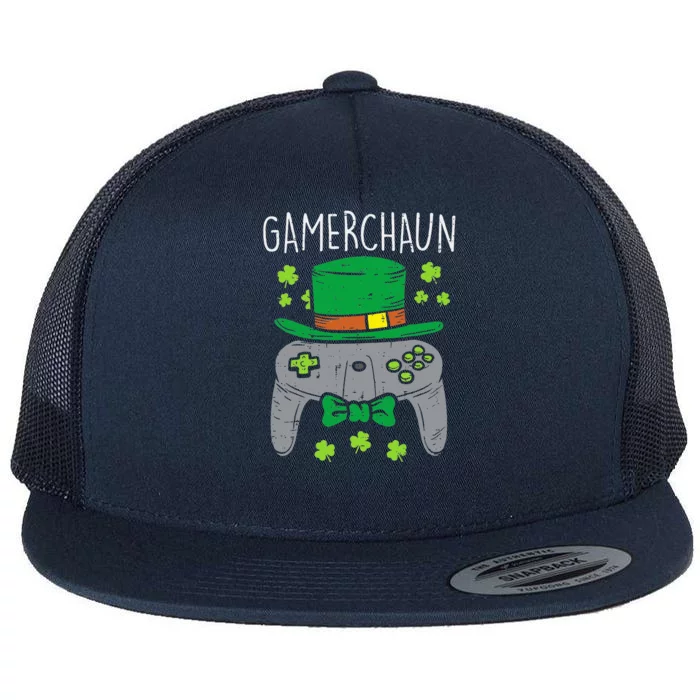 Gamerchaun Irish Gaming St Patricks Day Gift Gamer Flat Bill Trucker Hat