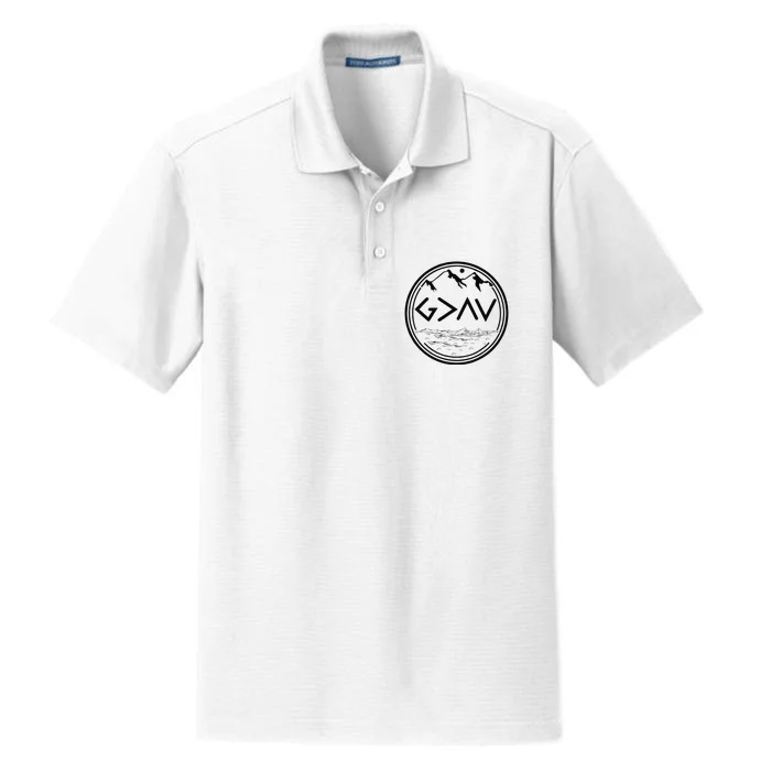 God Is Greater Than HIghs And Lows Disciple And Christian Dry Zone Grid Performance Polo