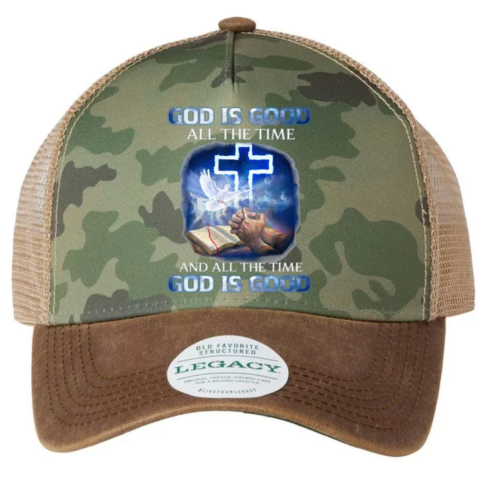 God Is Good All The Time Christian Cross Jesus Quote Legacy Tie Dye Trucker Hat