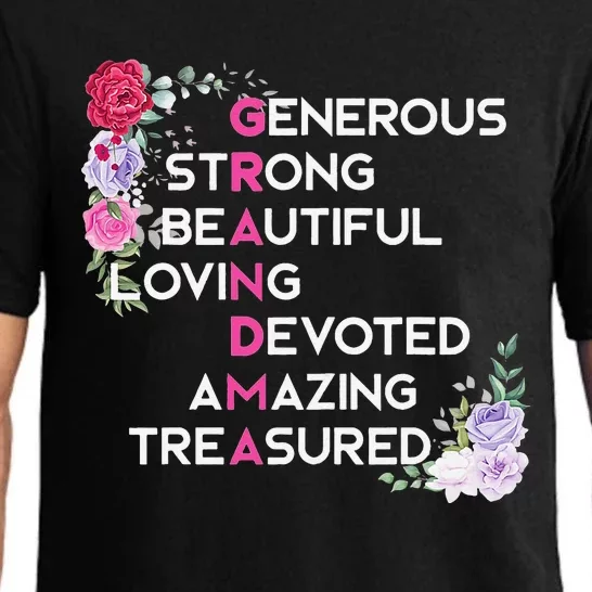 Grandma Is Generous Strong Beautiful Mothers Day Grandmother Pajama Set