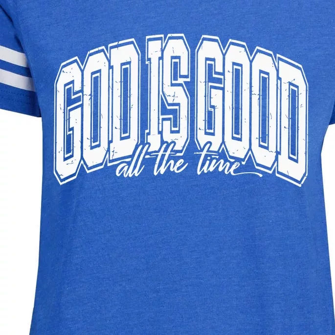 God Is Good All The Time Bible Verse Enza Ladies Jersey Football T-Shirt