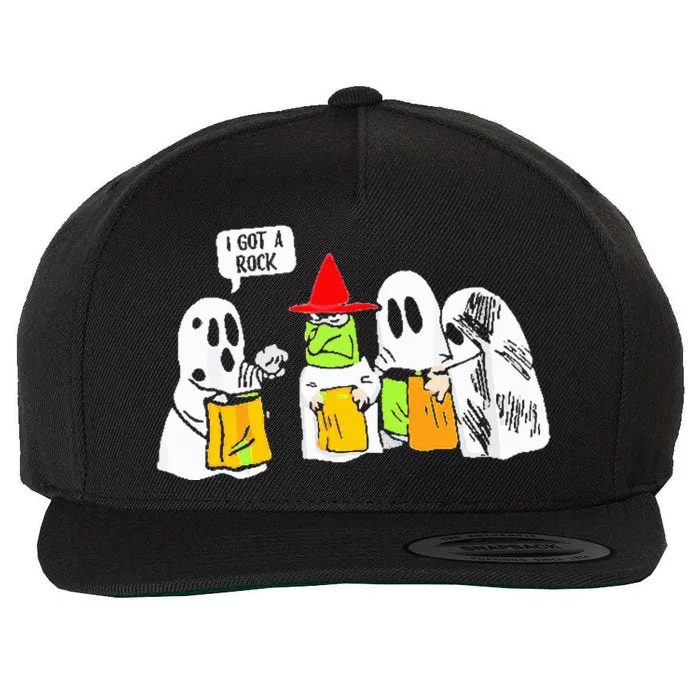 Ghosts I Got A Rock Funny Halloween Wool Snapback Cap