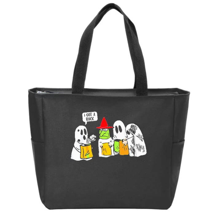 Ghosts I Got A Rock Funny Halloween Zip Tote Bag