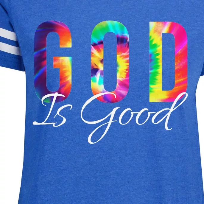 God Is Good Bible Verse Psalm Christian Faith Jesus Tie Dye Enza Ladies Jersey Football T-Shirt