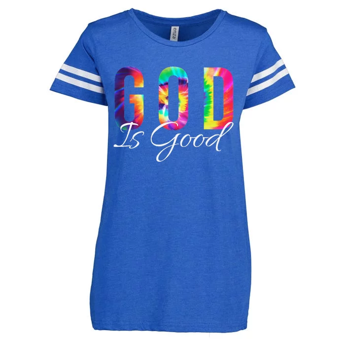 God Is Good Bible Verse Psalm Christian Faith Jesus Tie Dye Enza Ladies Jersey Football T-Shirt