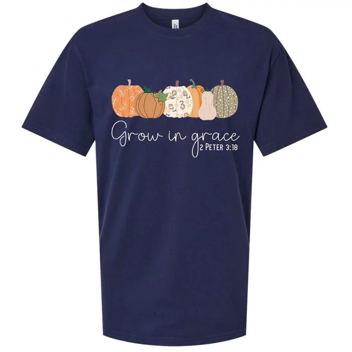 Grow In Grace Pumpkins Fall Thanksgiving Christian Religious Sueded Cloud Jersey T-Shirt