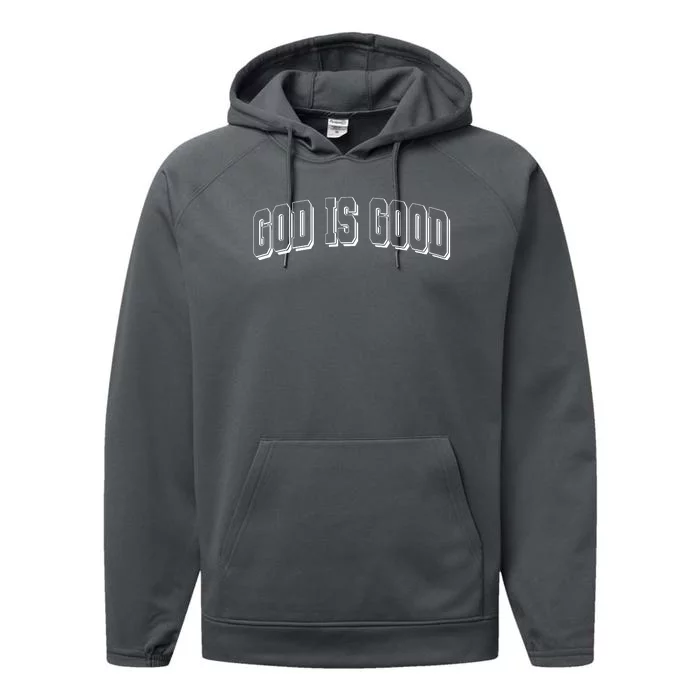 God Is Good Sports University Style Logo Performance Fleece Hoodie