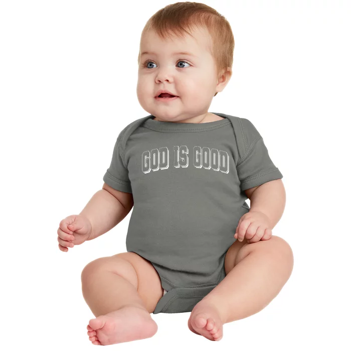 God Is Good Sports University Style Logo Baby Bodysuit