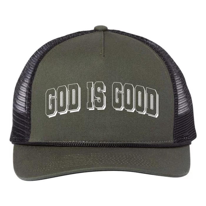 God Is Good Sports University Style Logo Retro Rope Trucker Hat Cap