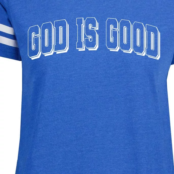 God Is Good Sports University Style Logo Enza Ladies Jersey Football T-Shirt