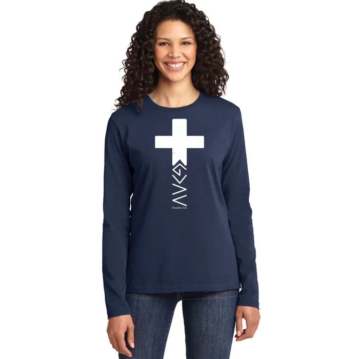 God Is Greater Than Highs And Lows Romans 8 28 Ladies Long Sleeve Shirt