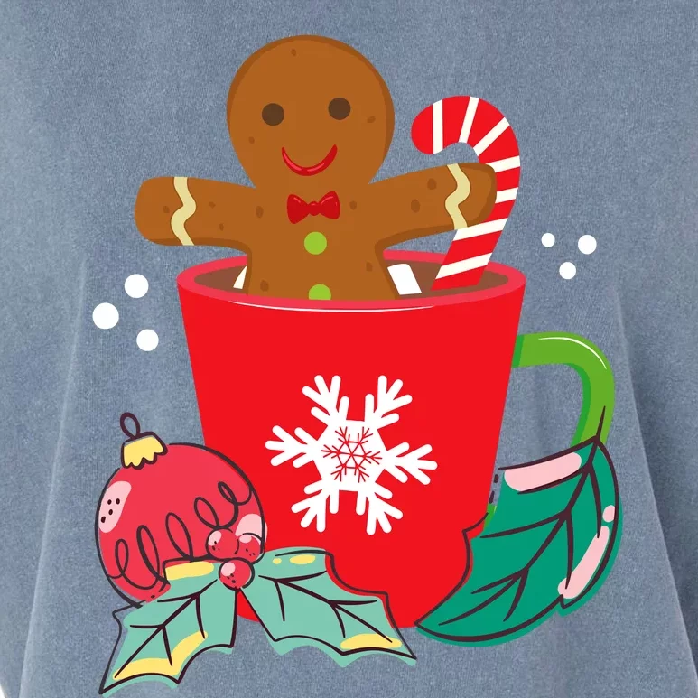 Gingerbread In Hot Cocoa Mug Christmas Holiday Fun Costume Garment-Dyed Women's Muscle Tee