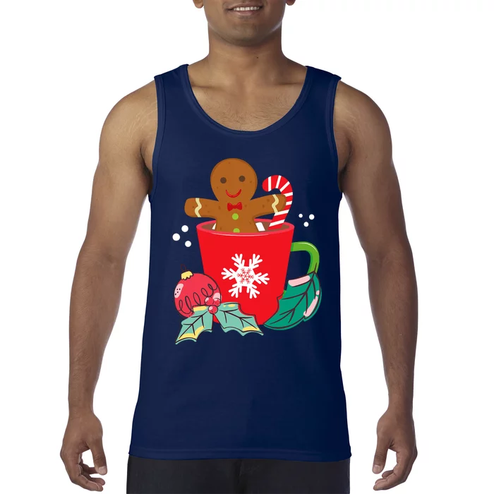 Gingerbread In Hot Cocoa Mug Christmas Holiday Fun Costume Tank Top