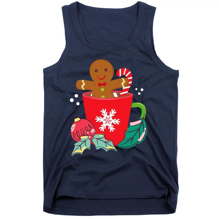 Gingerbread In Hot Cocoa Mug Christmas Holiday Fun Costume Tank Top