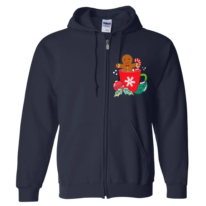 Gingerbread In Hot Cocoa Mug Christmas Holiday Fun Costume Full Zip Hoodie