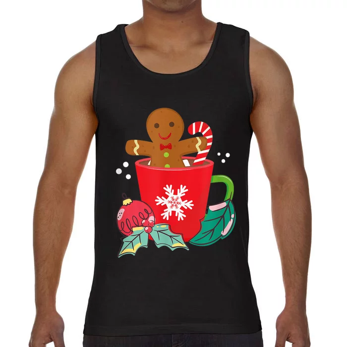 Gingerbread In Hot Cocoa Mug Christmas Holiday Fun Costume Comfort Colors® Tank Top