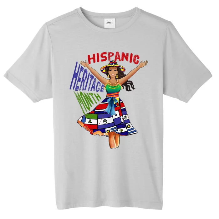 Girl In Hispanic Heritage Month Dress Flags Latino ChromaSoft Performance T-Shirt