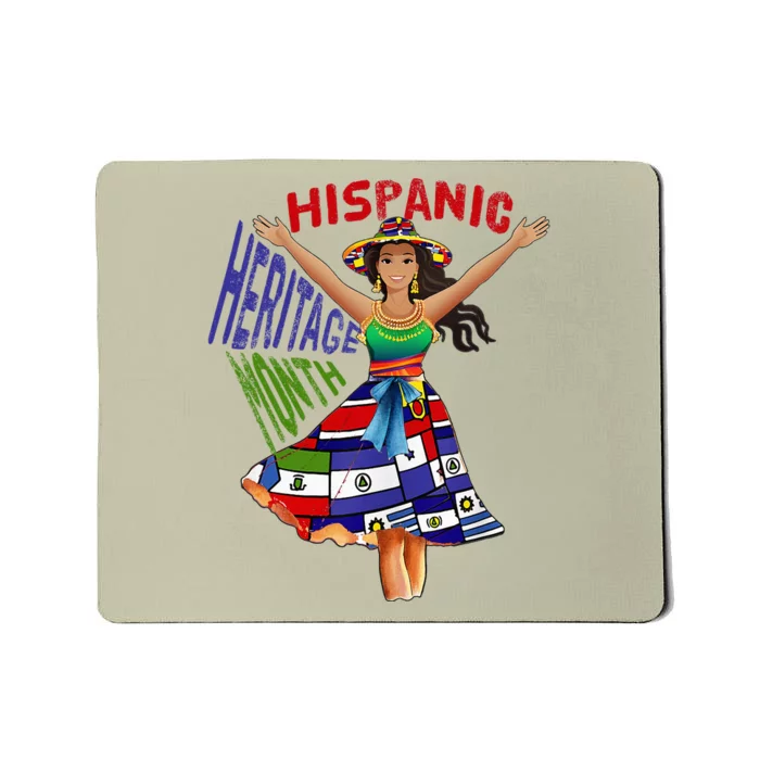 Girl In Hispanic Heritage Month Dress Flags Latino Mousepad