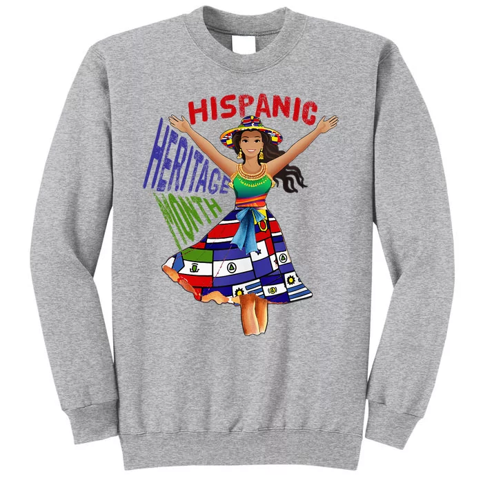 Girl In Hispanic Heritage Month Dress Flags Latino Tall Sweatshirt