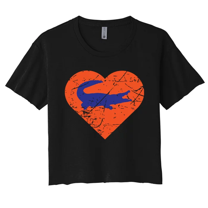 Gators In Heart I Love Gators Women's Crop Top Tee